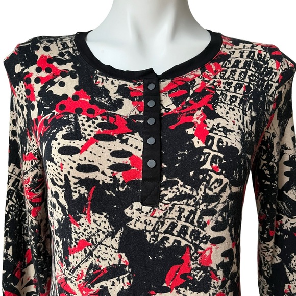 Laura Ashley 3/4 Sleeve Henley Snap Button Top, Sz S - Picture 7 of 10